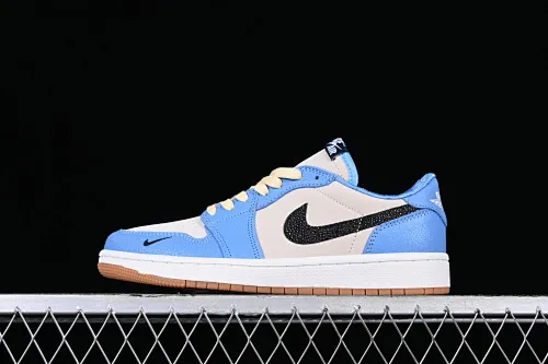 All categories Air Jordan Jordan series basketball shoes Air Jordan 1 Low Z version Air Jordan 1 Low OG AJ1 Joe 1 white and blue crackle low-top cultural casual sneakers CZ0790-141